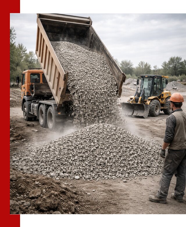 Доставка щебня в октябрьском крупными и мелкими фракциями