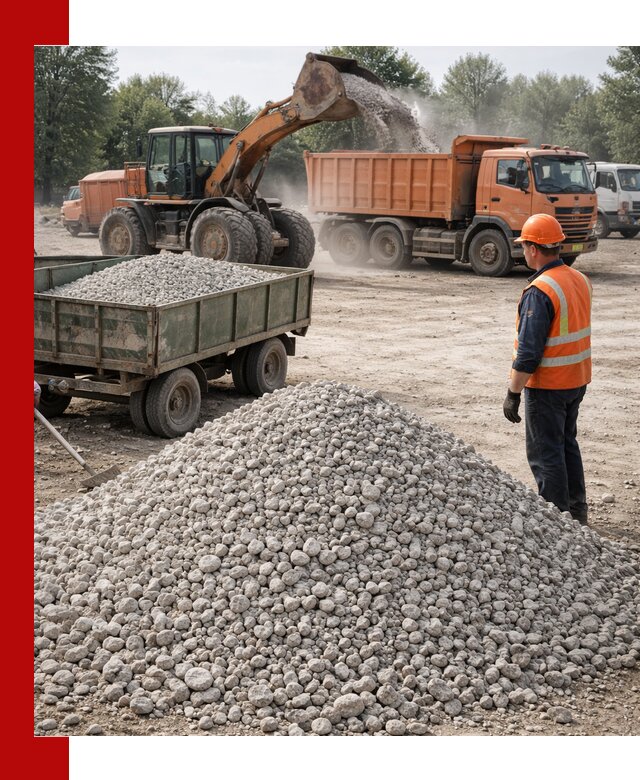 Доставка известнякового щебня фракция 20–40 в октябрьском