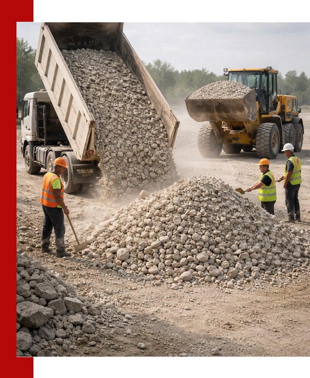 Доставка известнякового щебня фр. 40-70 в октябрьском