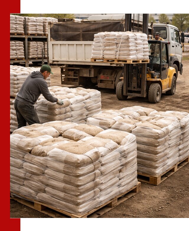 Карьерный песок в мешках с доставкой в октябрьском