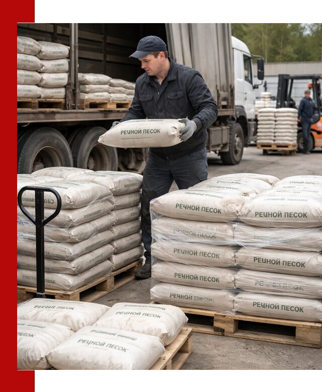 Речной песок в мешках с доставкой в октябрьском
