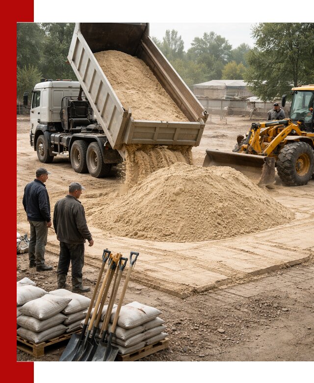 Доставка мытого песка в октябрьском с самосвалами по выгодной цене