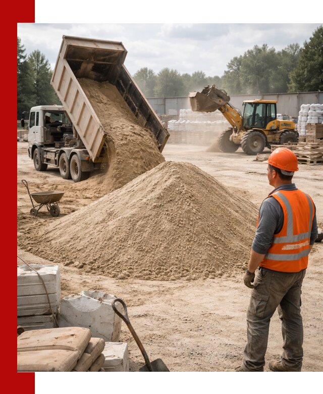 Доставка строительного песка с самосвалом в октябрьском
