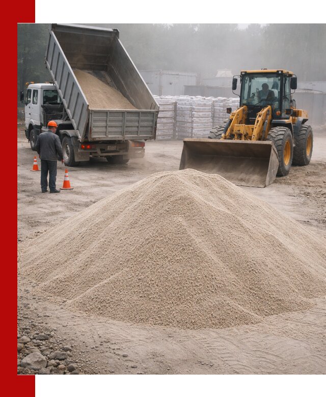 Кварцевый песок фракция 0–8 для стройработ в октябрьском