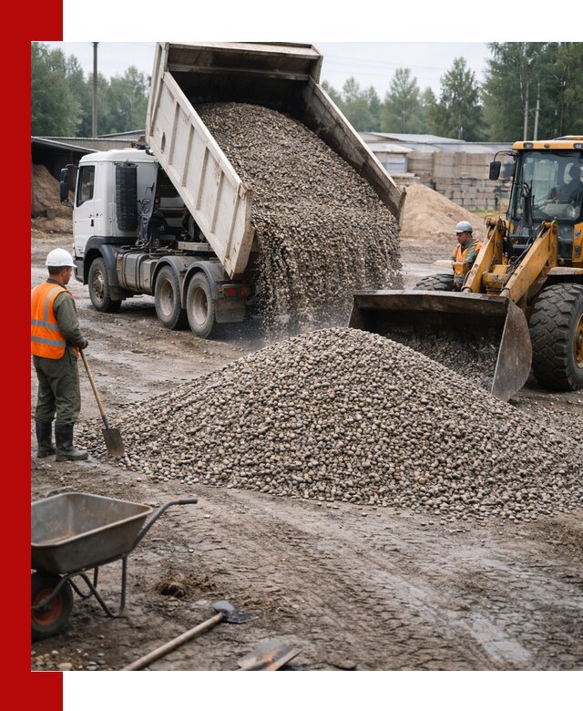 Мытый гравий с доставкой в октябрьском от карьера до участка