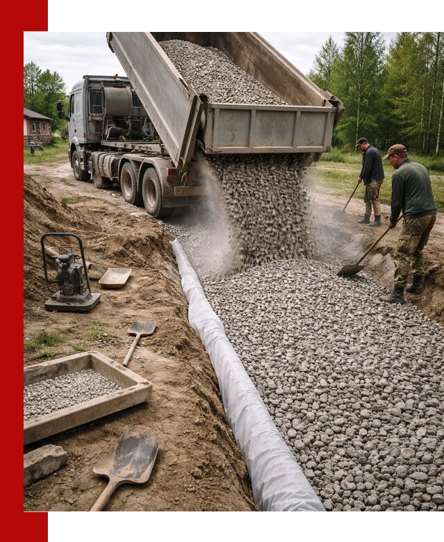 Гравий для дренажа с доставкой в октябрьском качественный и недорогой