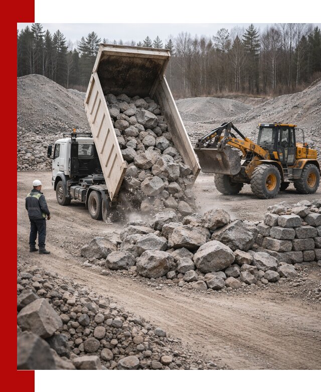 Доставка и продажа бутового гранитного камня в октябрьском