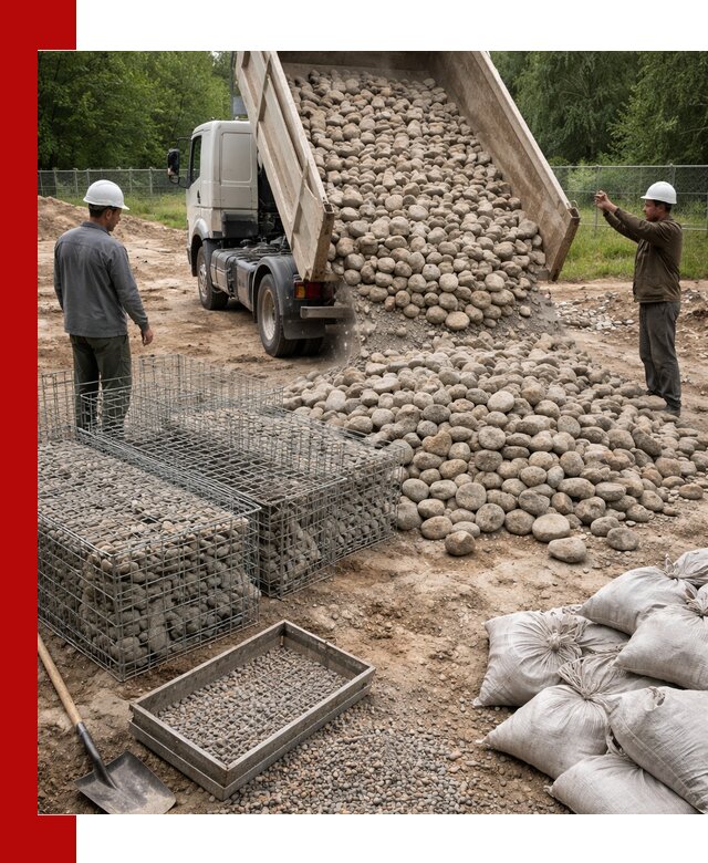 Камень для габионов фракция 70–151 в октябрьском