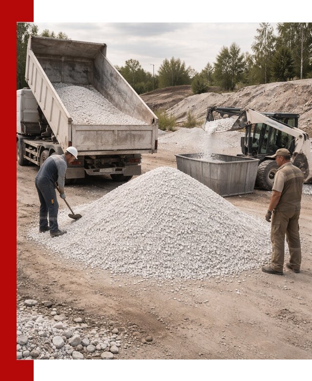 Доставка и продажа белой мраморной крошки в октябрьском