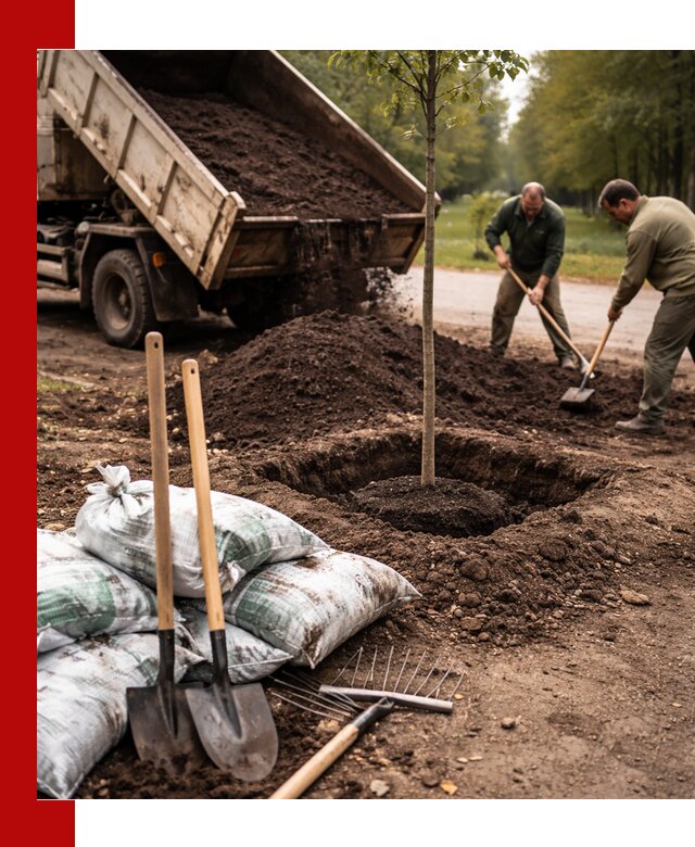 Грунт для посадки деревьев в октябрьском — доставка и подготовка почвы