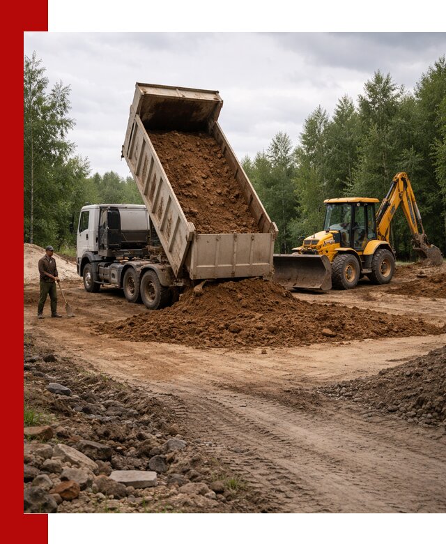 Доставка суглинка самосвалами в октябрьском подсыпка и планировка