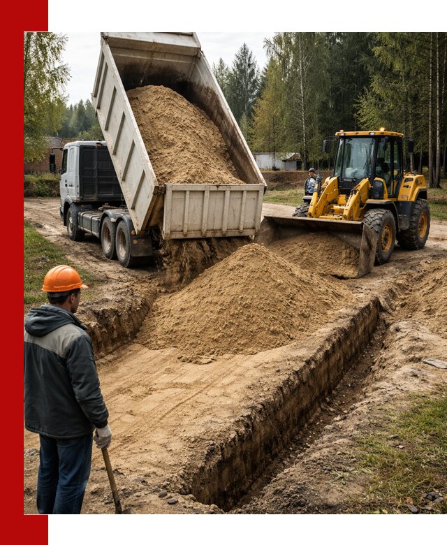 Доставка песчаного грунта в октябрьском для строительных работ