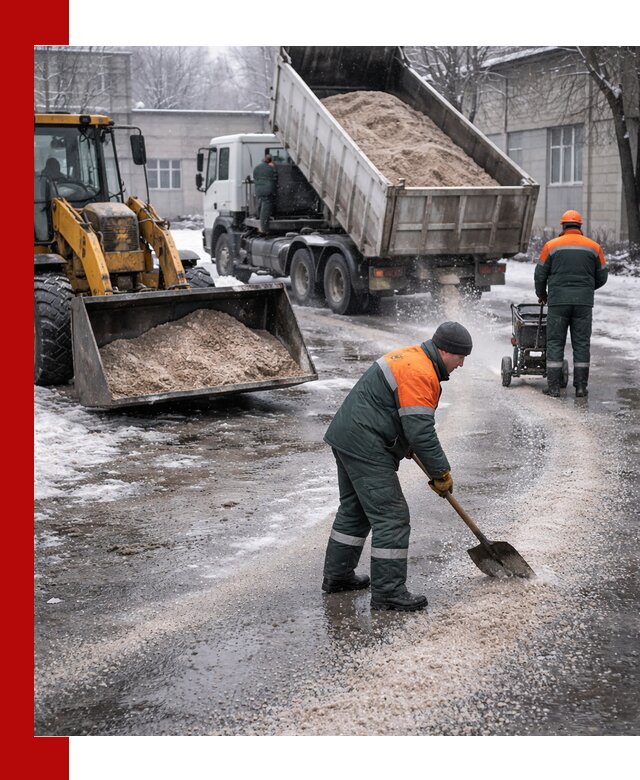 Реагент против гололеда с доставкой и нанесением в октябрьском