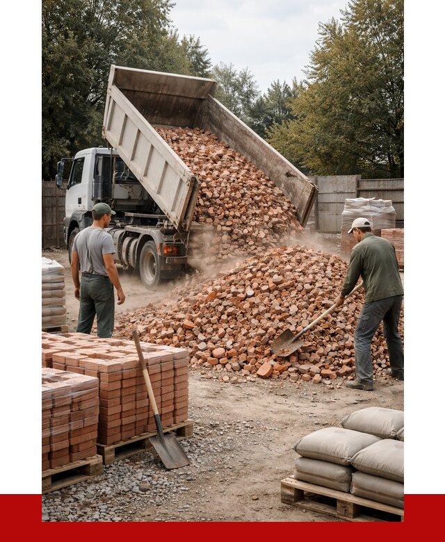 Бой кирпича в октябрьском с доставкой от 4350 руб/куб | ПРОНЕРУДКтб