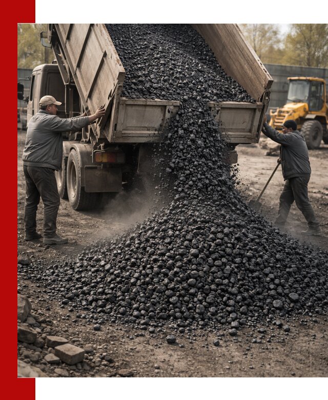 Доставка угля семечка самосвалами в октябрьском