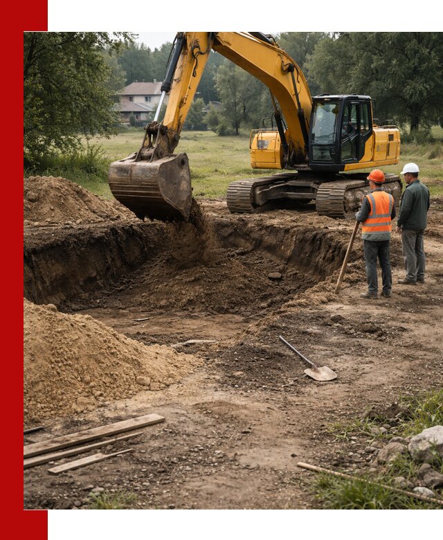 Рытье котлована под фундамент в октябрьском (быстро и недорого)
